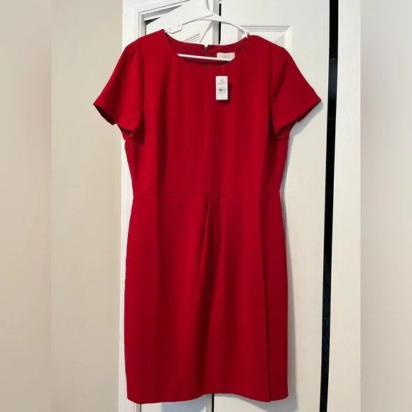 New w/tags Loft Outlet Womens Red Dress w/shirtsleeves, faux wrap